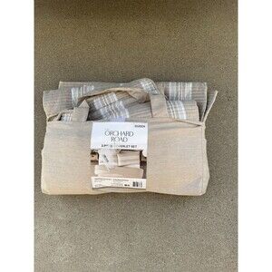 On Orchard Road King Coverlet Set Quilted Beige Striped 3 Piece 100% Polyester